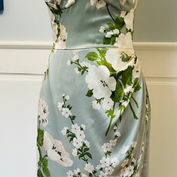 Reformation Marguerite Floral Silk Midi Dress Tarragon Size 2 Cocktail Party NWT - Picture 7 of 14